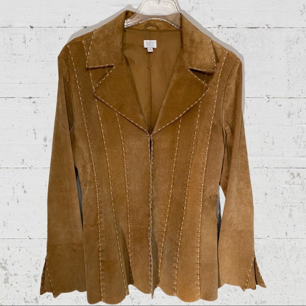 Tan suede western style jacket fancy stitching